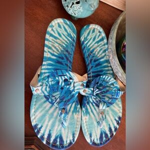 Everglades Tie Dye Blue Moon Flat Slip On Sandals Women's Size 8